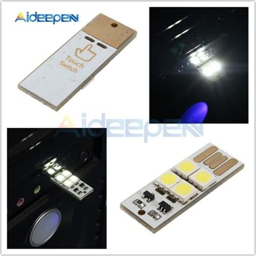 1Pcs Mini USB Light 4 LED White Touch Switch Mobile Power Camping Lamp For Power Bank/Compter/ Notebook/PC Laptop