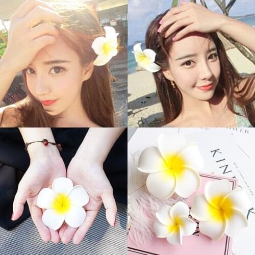 10pcs frangipani Summer Sunny Bright Plumeria Flower Foam Hair Clips 6 Sizes Barrettes Headwear Hair Accessories Kids Women