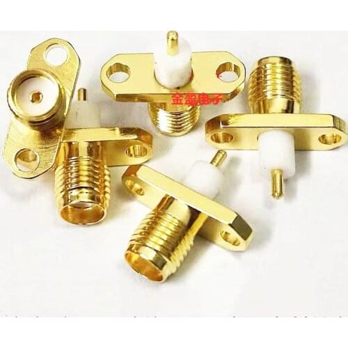 100PCS/lot RF Coaxial Connector SMA Female Panel Mount 2 Holes Flange Deck Solder RF Connecter Adapter