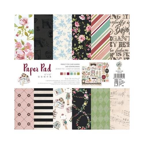 12 inch retro Just Happy Life 26 sheets Scrapbook Paper Pack For DIY Gift Wrapping cardstock making background Home Deco Craft