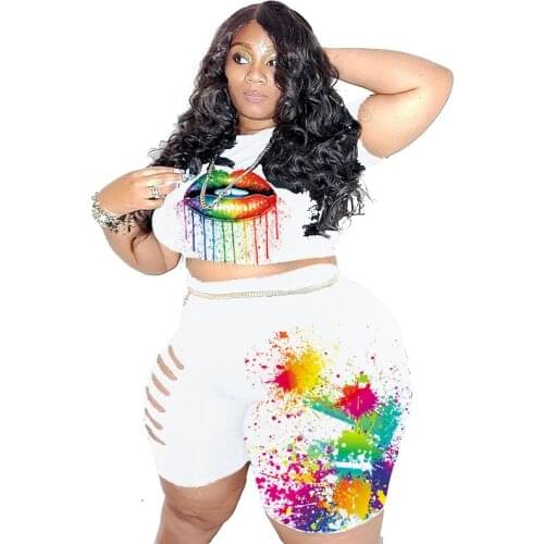 2021 Best Quality Famous Brand Women Set 2Pcs Large Size Paint Printing