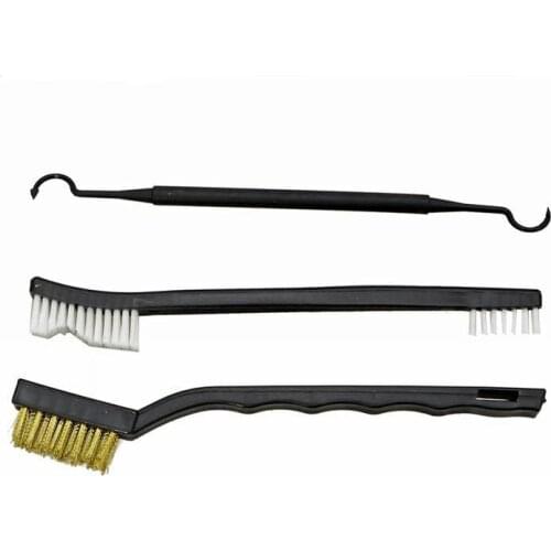 3pcs/Set 2pcs Steel Wire Brush + 1pcs Nylon Pick Set Universal Gun Hunting Cleaning Kit Tactical Rifle Pistol Gun Cleaning Tool