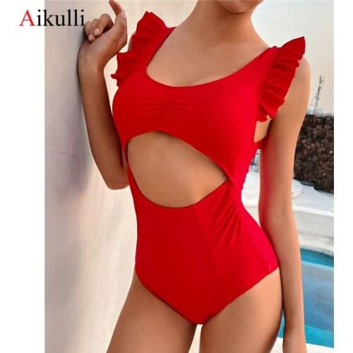 AIKULLI Red One-piece Swimwear