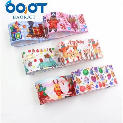 I-19720-1627,1-1/2'' 38mm Christmas festival headdress decorative accessories Printed grosgrain ribbon 10yards DIY handmade