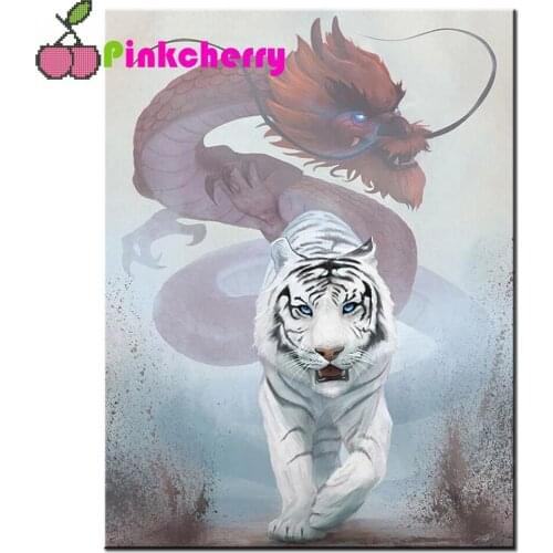 Tiger and Dragon Full Square Round Drill 5D DIY Diamond Painting animal Diamond Embroidery mosaic diamond Stitch k1061
