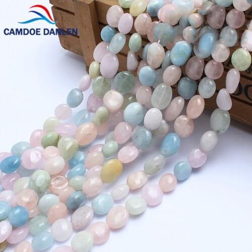 CAMDOE DANLEN Natural Shaped Stone Genuine Morganite Beads 8-10mm 15" Lrregular Gravel Beads Diy For Jewelry Making Accessory