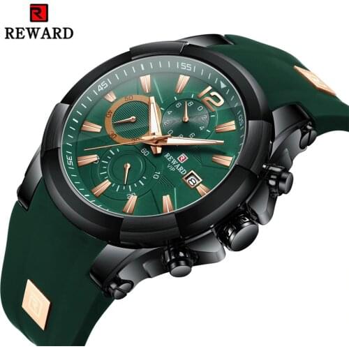 Watch Men Top REWARD Luxury Brand Gold Sport Waterproof Quartz Watches Mens Silicone strap Chronograph Date Relogio Masculino