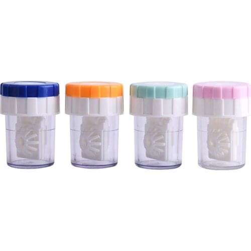 New Contact Lens Cleaner Case Box Manual Rotation Type Plastic Container Storage Holder For Travel Eyes Travel Kit