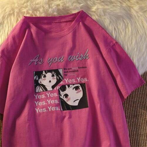 Japanese Anime Girls Womens T-shirts Graphic Kawaii Cartoon Short Sleeve T-shirt Harajuku Ulzzang Oversized TShirts Tops