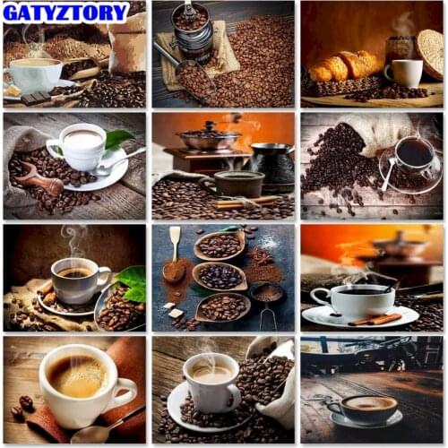 Gatyztory Painting By Numbers Coffee Beans Arcylic Paint By Numbers For Adults Painting Kits DIY Frameless Oil Painting Home Dec