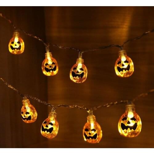 7.5M 50LEDS 3AA Battery Powered Skeleton LED Neon Copper Wire Fairy String Lights Pumpkin Lamp Halloween Christmas Holiday Party