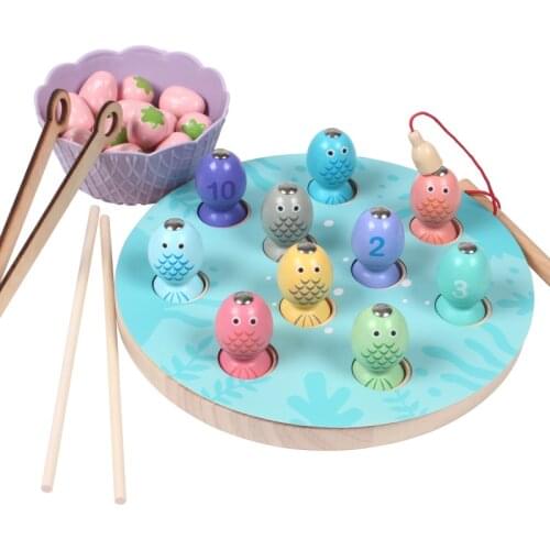 Kids Early Educational Montessori Toys Clip Beads Fishing Multi-functional learning Educational Wooden Toy For Children Gifts