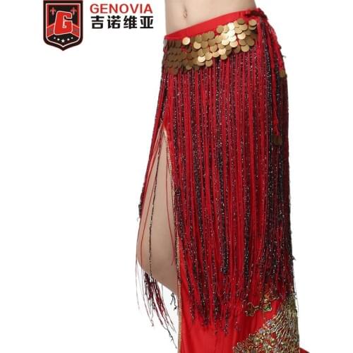 2019 Belly Dance Costume Hip Scarf Skirt Tribal Long Tassel Belt Gold Coins