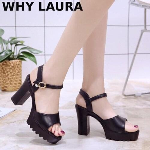 Summer womens shoes, 2021 sexy womens shoes, high heels, platform soles, toe Roman style, one-line buckle, square heel sandals