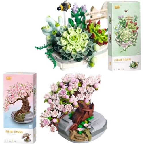 LOZ Blocks Eternal Flower Building Bricks Beautiful Sakura Succulent Plant Rose Toys for Children Girls Gifts Kids Present 1660