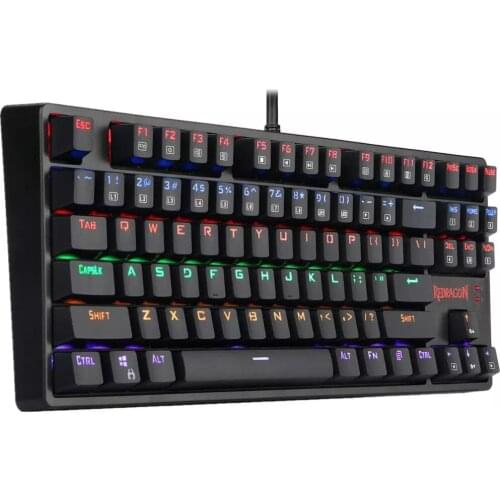 Redragon K576R DAKSA Wired Usb LED Rainbow Backlit Mechanical Gamer Keyboard Compact 87-Key Mechanical Players for PC