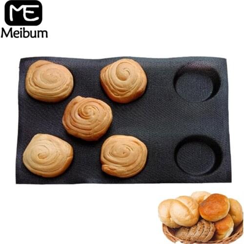 Meibum 6 Cavity Silicone Bread Mold Party Homemade Hamburger Eclair Mould Make For Round Bun Non Stick Bakeware Baking Tools