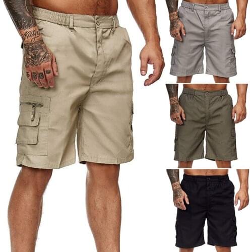 2021 New Mens Cargo Shorts Side Multi-pockets Men Work Shorts Casual Workout Short Pants Loose Fit Cotton Summer Outdoor Shorts