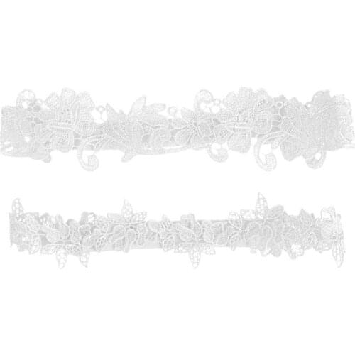 Women Embroidery Floral Lace Thigh Rings Set Wedding Prom Bridal Decorative Stretch Band Solid Color Hollow Seamless Leg AXYD