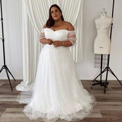 Charming Wedding Dresses Tulle Pleat Sweetheart Off-Shoulder Zipper Ball Bridal Gowns Novia Do 2021 New Party
