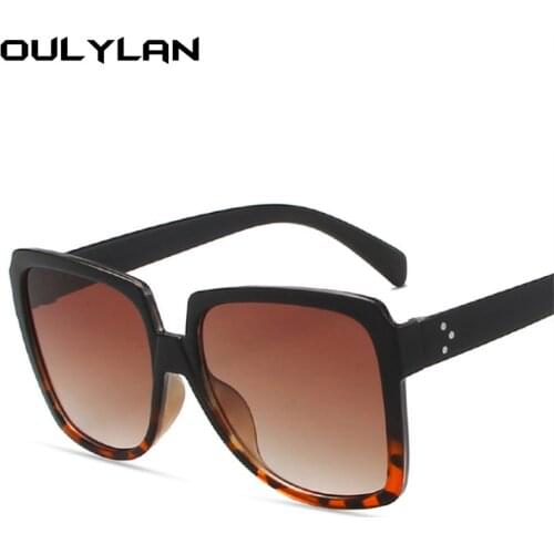 Oulylan Women Fashion Oversized Sunglasses Luxury Brand Designer Square Sun Glasses Men Gradient Shades Black Eyeglasses UV400