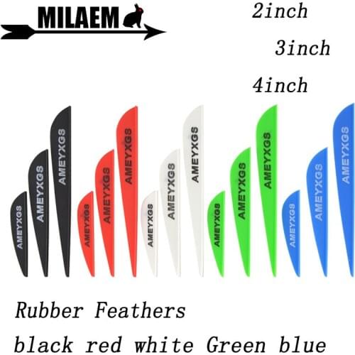100pcs 2/3/4inch Archery Rubber Feather Fletching Arrow Vanes Fiberglass/ Carbon Arrow Compound Recurve Shooting Accessories