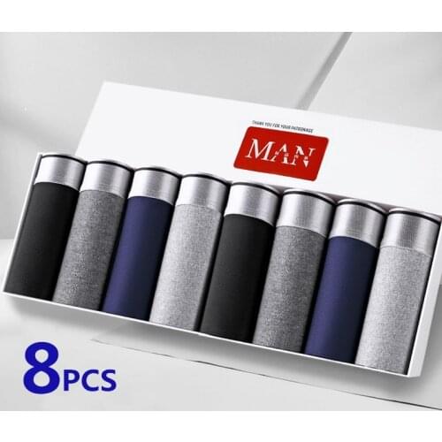 8PCS Mens Underwear Cotton Crotch Men Boxer Shorts Breathable Men Panty Loose Mans Underpants Fashion Pants Large Size L-5XL
