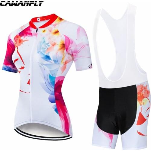 CAWANFLY Womens Cycling Jerseys Set Summer Short Sleeve Bike Wear Ropa Ciclismo Bicycle Clothing Cycling Clothing For Outdoor