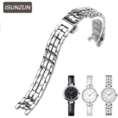 ISUNZUN Top Quality Women Watch Band For Tissot Flamingo T094.210 Watch Strap Women Steel Watchbands 1853 Watches Accessories