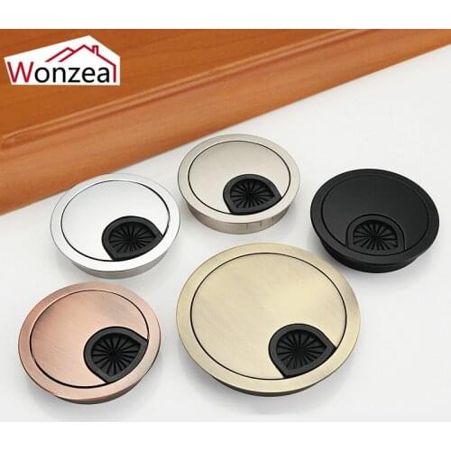 Wonzeal Zinc Alloy Round Table Wire Hole Covers Outlet Port Computer PC Desk Cable Grommet Line Holder 50mm/53mm/60mm/80mm