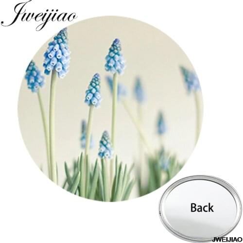 Youhaken Gillyflower Flowers Pictures Printed Mini Round One Side Flat Pocket Mirror Compact Portable Makeup Vanity Hand Mirrors