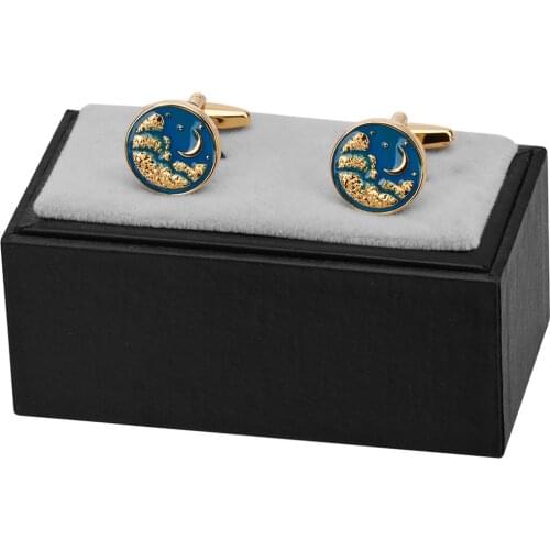 SAVOYSHI Night starry sky Cufflinks for Mens Shirt Cuff Buttons with Blue Enamel Cuff links Brand Newest Design Free Engraving