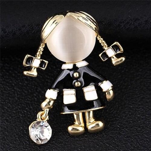 Black Enamel Clothes Girls Brooches Figure Brooch Pins Decorative Accessories Corsage For Women Girls Collar Broch Pin