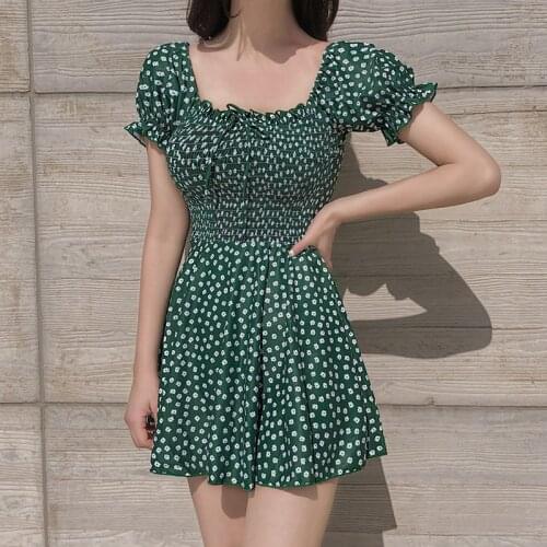 2020 women summer swimming suit one piece short sleeves dotted swimwear sexy beach wear monokini swim skirt beach bodysuit