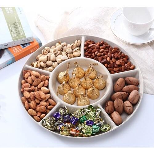 1 pc 6-compartimento bandeja de armazenamento de alimentos frutas secas lanche placa aperitivo servindo prato para festa doces p