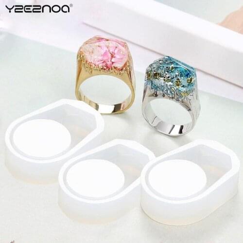 1pcs Ring Jewelry Making Silicone Mold Metal Crystal Stereo Collection Diy Ring Making Resin Silicone