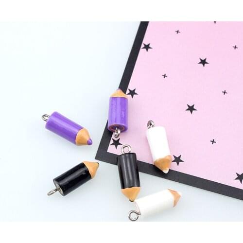 10pcs Cute Korean Resin Creative Pencil Fun Statement Earrings For Women Material Pendant Diy For Jewelry Making Accessories