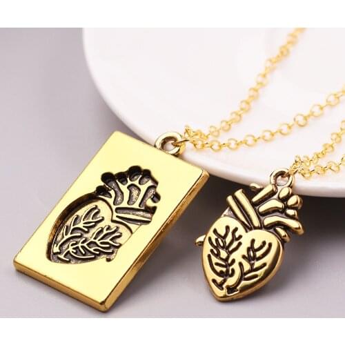 2 PC/Set Puzzle Jewelry Couple Collares Anatomical Heart Necklace Women Valentine Day Gift Human Organ Chain Pendant Collares