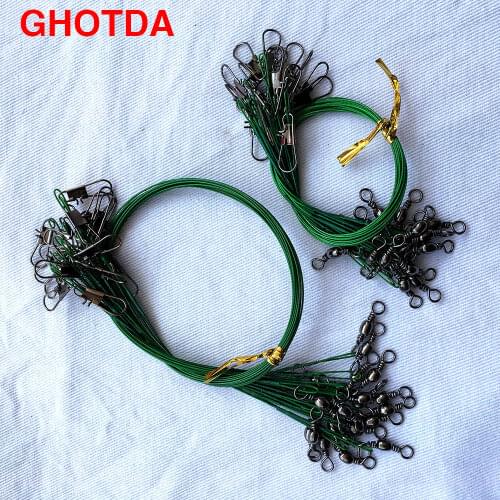 20Pcs/lot 15CM 20CM 24CM 30CM Fishing Line Steel Wire Leader With Swivel Accessory