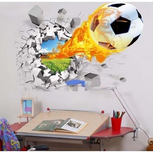 3D Screen Football Car Sticker Stickers Bedroom Decor For Children Home Wall Sticker