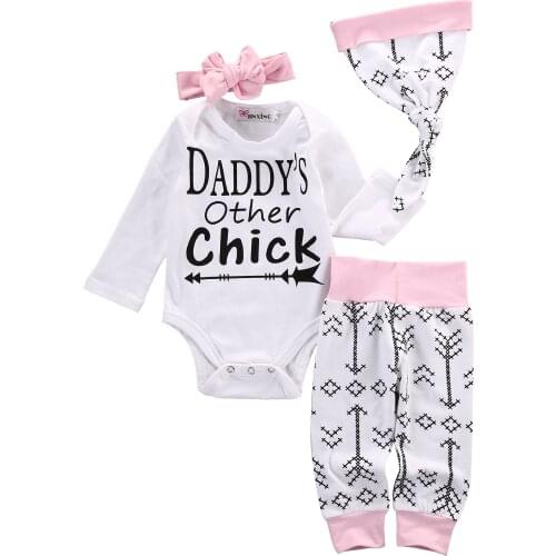 2016 kids boys autumn style infant clothes baby clothing sets girls Cotton romper+pants+hat +headband 4pc ssuit baby clothes
