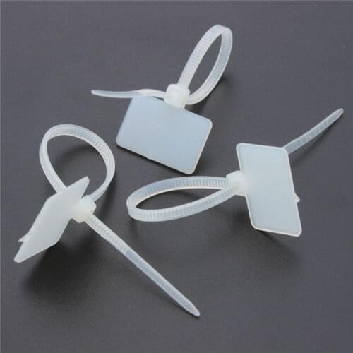 50pcs White Plastic Nylon Mark Tags Label Sticker Cable Zip Ties M3x100mm M3x110mm M4x150mm M4x200mm