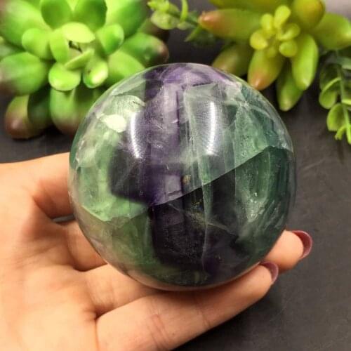 56-60mm Natural fluorite Sphere&Stand&Ball Healing Reiki