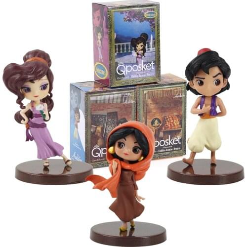 7-8cm 3pcs/Lot Q Posket Characters Petit Megara Princess PVC Action Figures Collectible Model Toys Doll