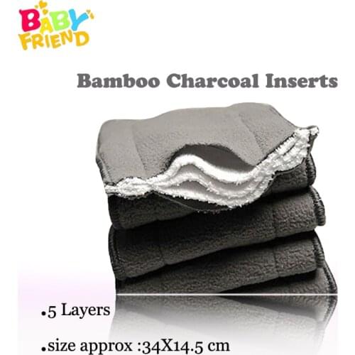 Babyfriend Reusable Baby Nappies Bamboo Charcoal Liner Nappy Diaper Insert For Baby Cloth Diaper Nappy Washable 5 Layers 9pcs