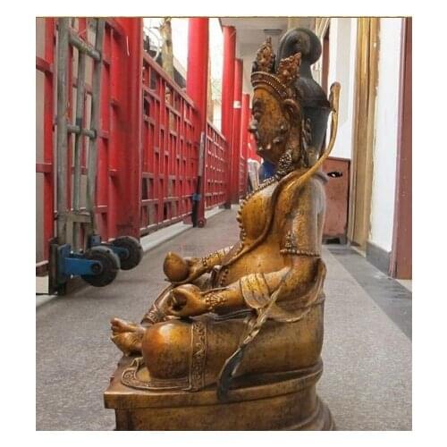 Bi001921 26"Tibet bronze gild gilt First of all the God of wealth Yellow Jambhala Zambala