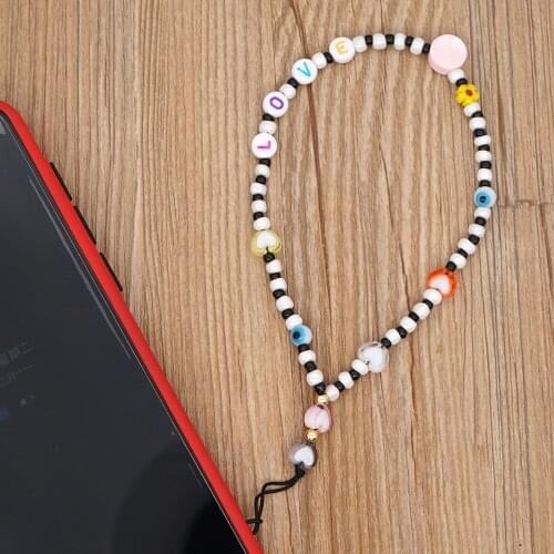Fashion DIY Bead Keychain Short Phone Case Lanyard Home Key Chain Car Key Ring For Women Kid Pendant Jewelry