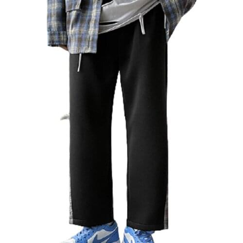 Personality Mens Wide-Leg Casual Trousers Ankle Mouth Check Printing Straight Loose Comfortable Basketball Sports Pants