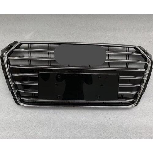 For S4 Style Front Sport Hex Mesh Honeycomb Hood Grill Chrome Black for Audi A4/S4 B9 2017-2019
