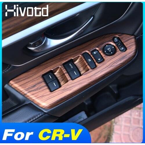 Hivotd Car Inner Door Armrest Window Button Cover Switch Interior Accessories For Honda CR-V CRV 2017-2021 Decoration Frame Trim